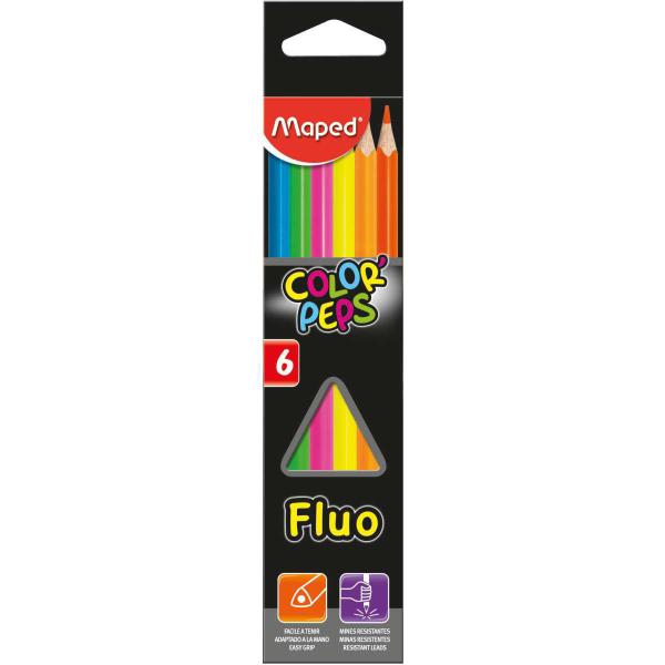 Lapis de COR Triangular Color PEPS Fluo 6CORES - eu Quero Eletro