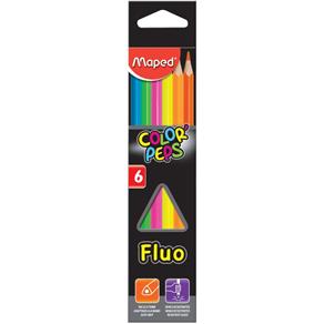 Lápis de Cor Triangular Color Peps Fluo 6Cores Maped Pacote com 06
