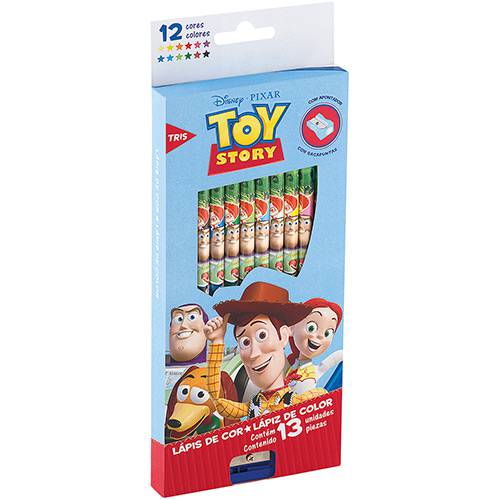 Lápis de Cor Tris com Apontador Toy Story 12 Cores