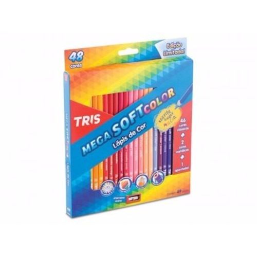 Lápis de Cor Tris Mega Soft Color 48 Cores + 01 Apontador