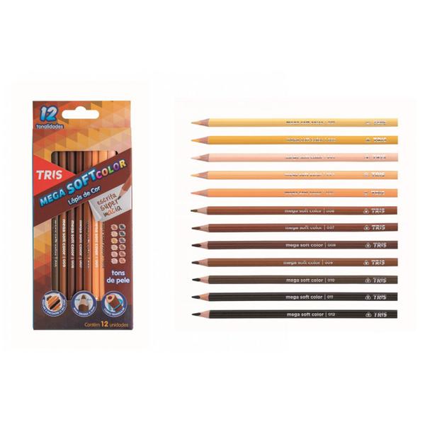 Lápis de Cor Tris Mega Soft Color Tons de Pele 12 Cores