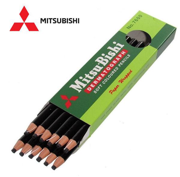 Lápis Dermatográfico Mitsubishi 7600 Preto com 12 Unidades