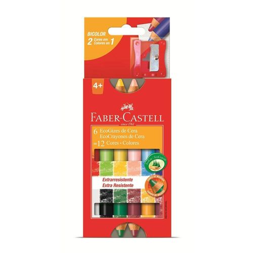 Lápis Giz de Cera Faber-Castell Bicolor 12 Cores