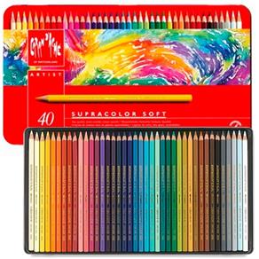 Lápis Supracolor Soft Aquarelável Caran D`ache Estojo Lata com 40 Cores - 3888.340