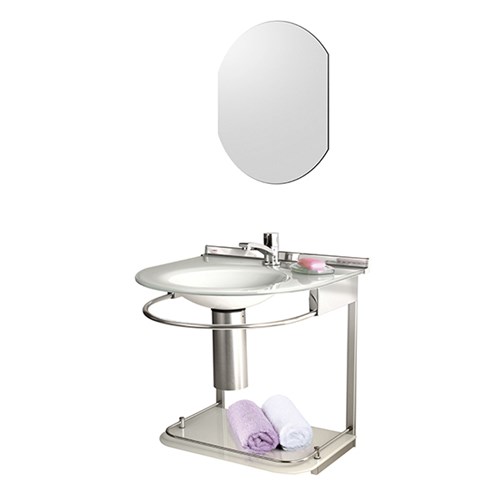 Tudo sobre 'Lavatório com Espelho Cris-Mold 46x50x62,50cm Branco Cris Metal'