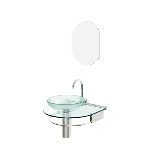 Lavatório e Espelho 45,50x50x45,5cm Glass Incolor Cris Metal