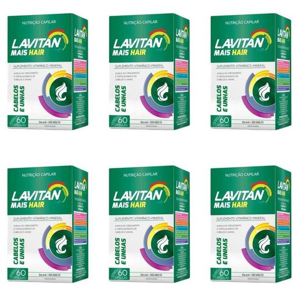 Lavitan Hair Kit com 6 Caixas 60 Cápsulas