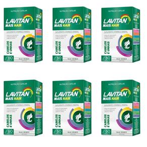 Lavitan Hair Kit com 6 Caixas Lavitan - SEM SABOR - 60 CÁPSULAS