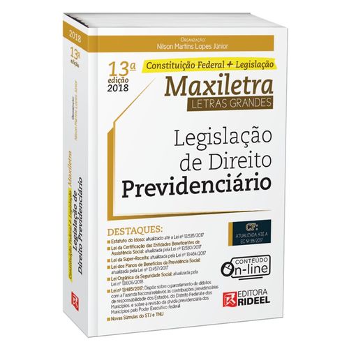 Legislação de Direito Previdenciário - Maxiletra - 13ª Edição 2018 
