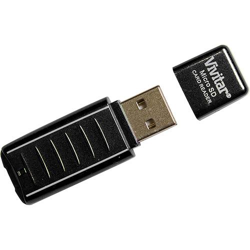 Leitor e Gravador Cartão Micro SD Formato Pen Drive - Preta - Vivitar