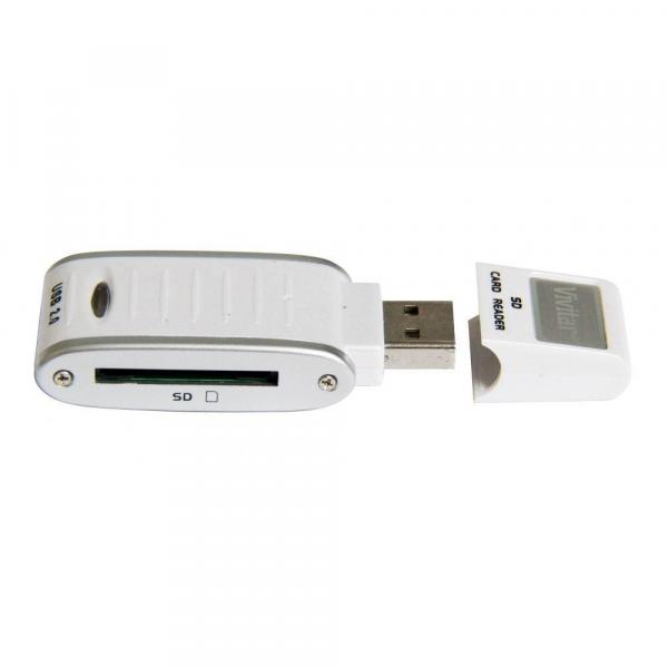 Leitor e Gravador de Cartão de Memória SD e SDHC Vivitar Via USB Branco - VIVRW3000