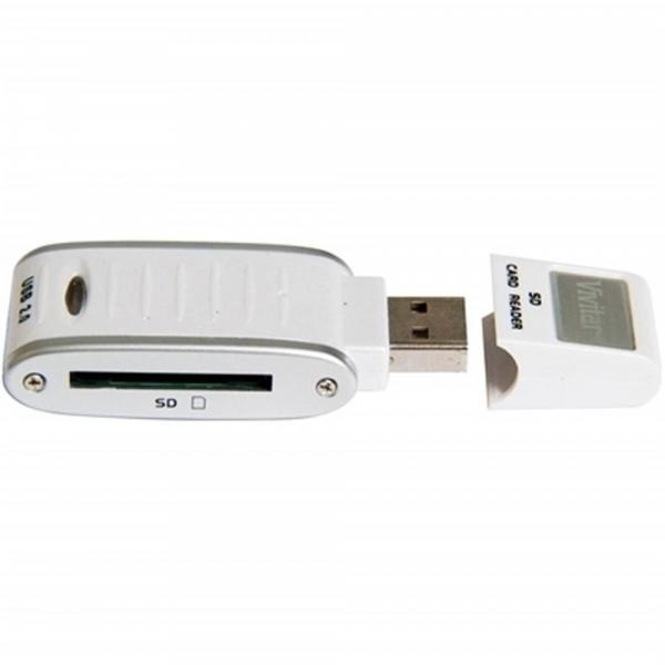 Leitor e Gravador de Cartão de Memória SD/SDHC USB, Branco - VIVITAR