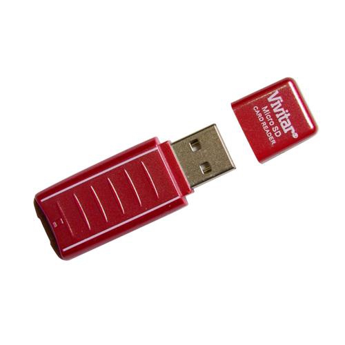 Leitor e Gravador de Cartão Micro SD Via USB 2.0 Vermelho - Vivitar