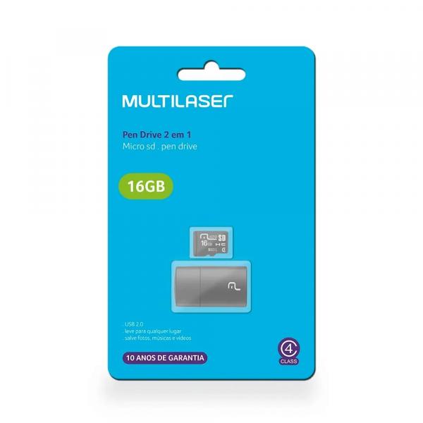 Leitor USB + Cartão de Memória Classe 4 16GB Multilaser - MC172