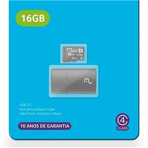 Leitor USB + Cartão de Memória Classe 4 16GB Multilaser - MC172