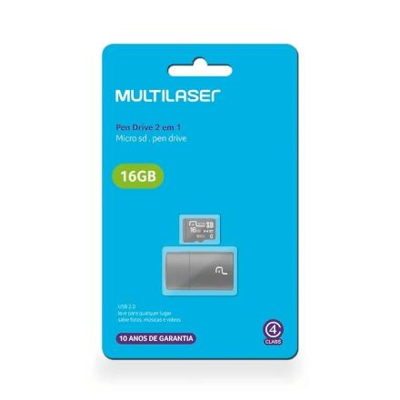 Leitor USB + Cartão de Memória Classe 4 16GB Multilaser - MC