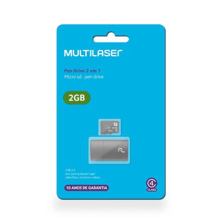 Leitor USB + Cartão de Memória Classe 4 2GB Multilaser - MC1
