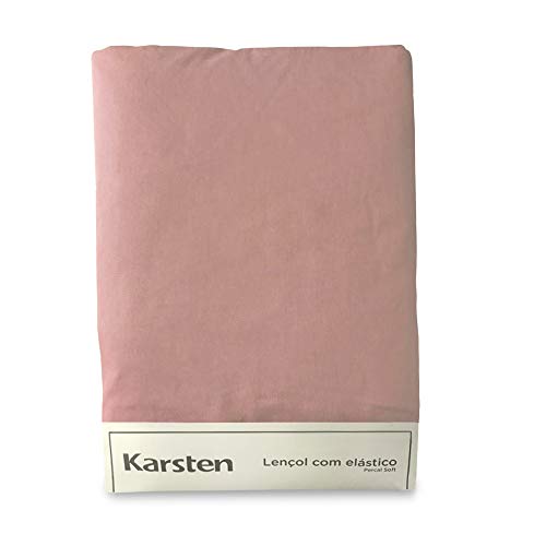 Lençol Casal com Elástico Liss Rosa - Karsten