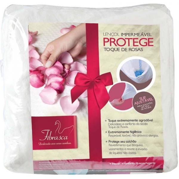 Lençol Protege Toque de Rosas Impermeável - Queen 160X200 - 7377 - Fibrasca