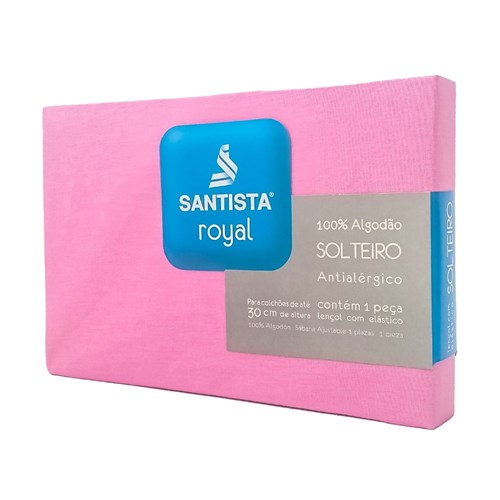 Lençol Solteiro Avulso com Elástico Liso 100%algodão - Royal Plus - Di... (Rosa)