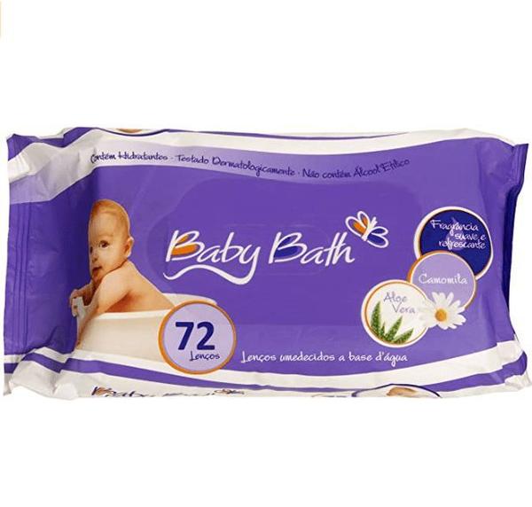 Lenços Umedecidos Baby Bath com 72 Lenços