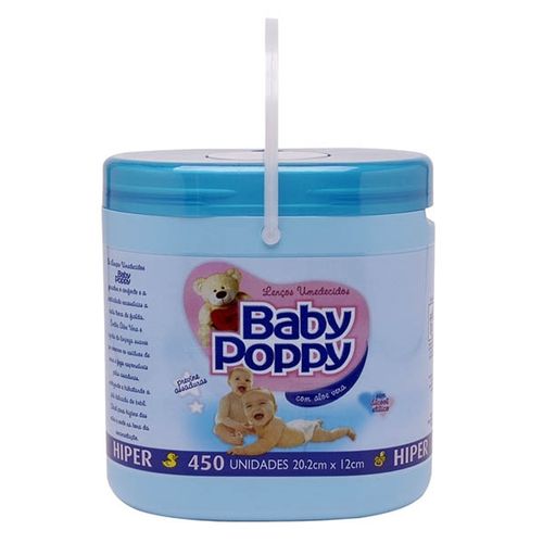 Lenços Umedecidos Baby Poppy Balde 450 Unidades Azul