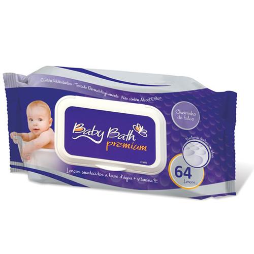 Lenços Umedecidos com 64 Baby Bath Premium
