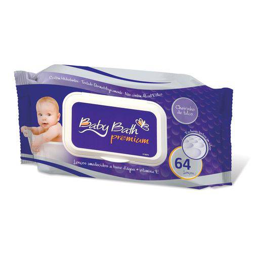 Lenços Umedecidos Premium com 64 Unidades - Baby Bath