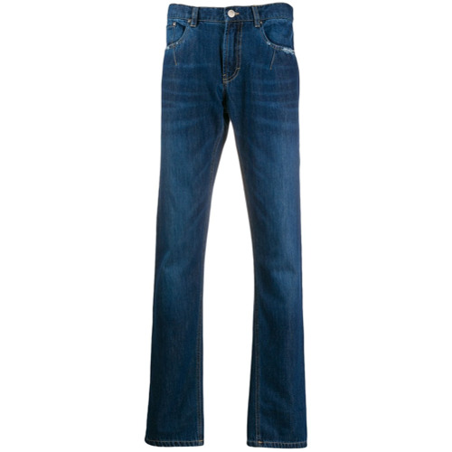 Les Hommes Urban Calça Jeans Reta - Azul