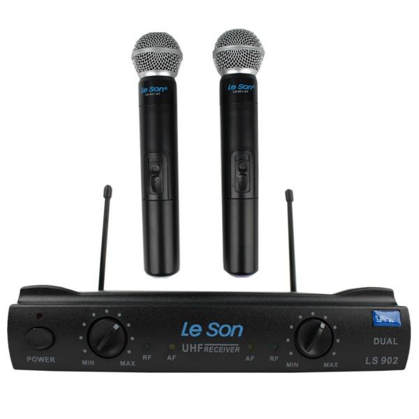 Leson - Microfone Sem Fio UHF Duplo Mão LS902 HT/HT
