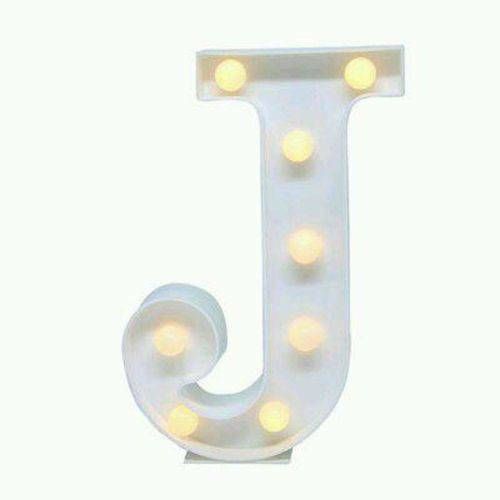 Letra J Luminária Decorativa Luminosa Led 3D Letra 22 Cm
