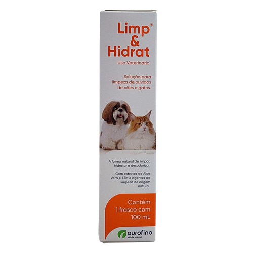 Limp & Hidrat 100ml Ouro Fino Limpeza Ouvido Cães e Gatos