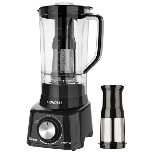 Liquidificador Mondial Turbo Full L-900 Preto, 900w, 5 Velocidades + Pulsar - 110v