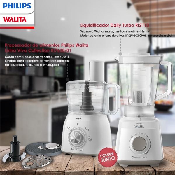 Liquidificador Philips Walita Jarra Duravita + Processador de Alimentos Philips Walita Branco 220v