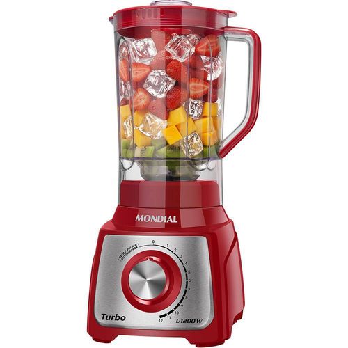 Liquidificador Turbo Inox L1200ri Mondial 1200w 12 Velocidades Vermelho