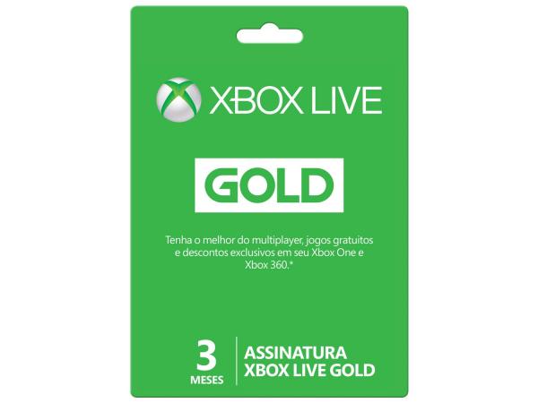Live Gold 3 Meses para Xbox One e Xbox 360 - Microsoft