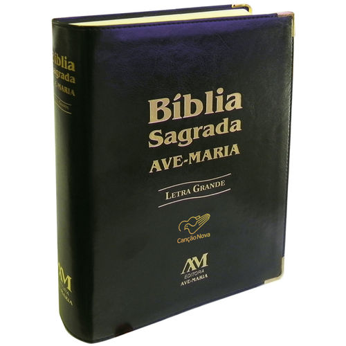 Livro Bíblia Sagrada Ave Maria Letra Grande Preta