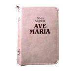 Livro Bíblia Sagrada da Ave Maria Capa Rosa com Zíper