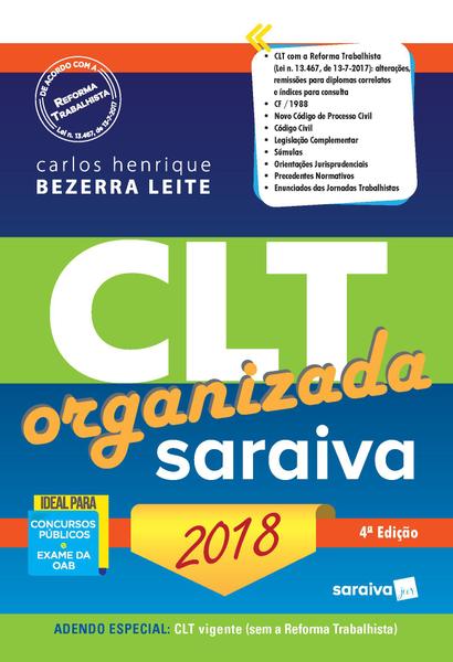 Livro - CLT Organizada Saraiva - 5ª Edição de 2018