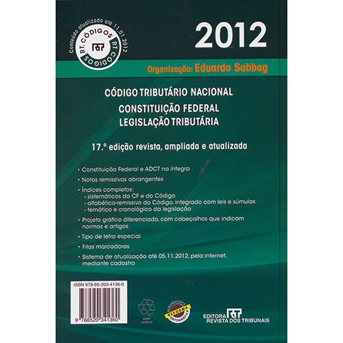 Livro - Código Tributário Nacional - 2012