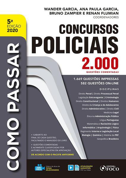 Livro - COMO PASSAR EM CONCURSOS POLICIAIS - 2.000 QUESTÕES COMENTADAS - 5ª ED - 2020