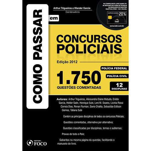 Livro - Como Passar em Concursos Policiais - 1.750 Questões Comentadas