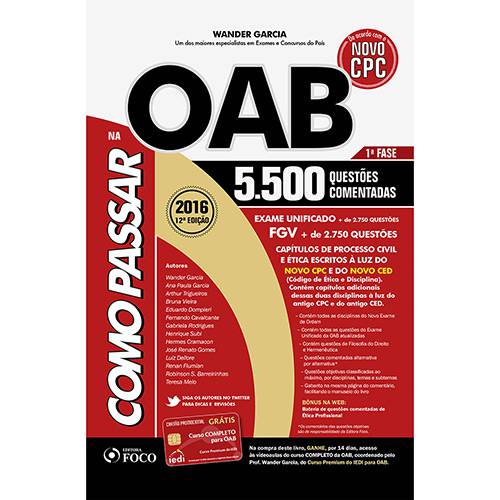 Livro - Como Passar na OAB 1ª Fase: 5.500 Questões Comentadas