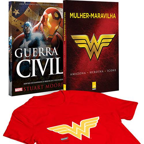 Tudo sobre 'Livro - Mulher-Maravilha + Guerra Civil + Camiseta'
