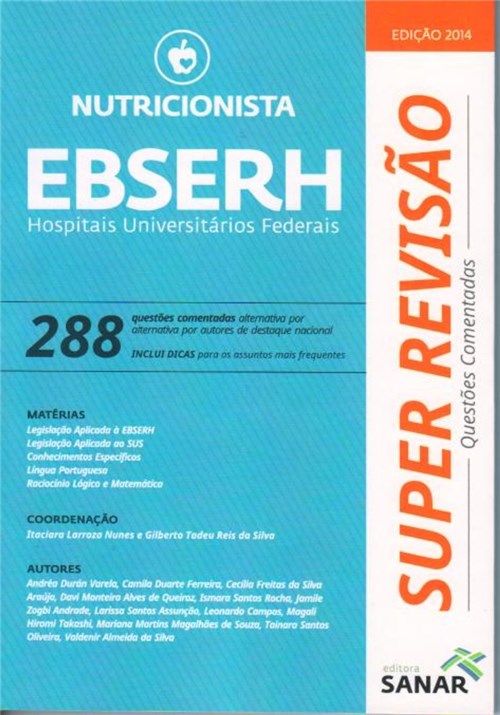 Livro - Nutricionista - Ebserh - 288 Questões Comentadas