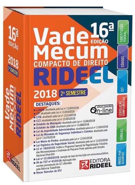 Livro - Vade Mecum Compacto de Direito - 2º Semestre - 2018 - Rideel