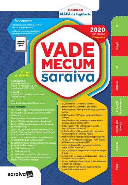 Livro - Vade Mecum Saraiva - 30ª Edição - 2020 - 2º Semestre