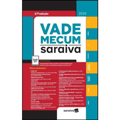 Livro - Vade Mecum Tradicional Saraiva - 27ª Ed. 2019