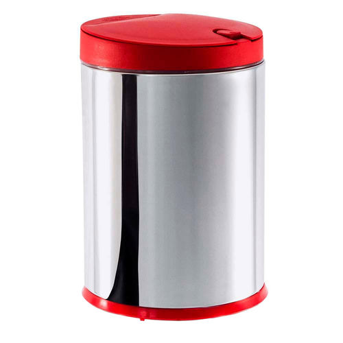Lixeira em Aço Inox 4 Litros Brinox Press, Vermelha