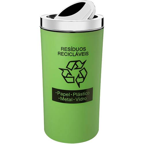 Tamanhos, Medidas e Dimensões do produto Lixeira PP para Resíduos Recicláveis 9L com Tampa Basculante Inox Verde - Brinox